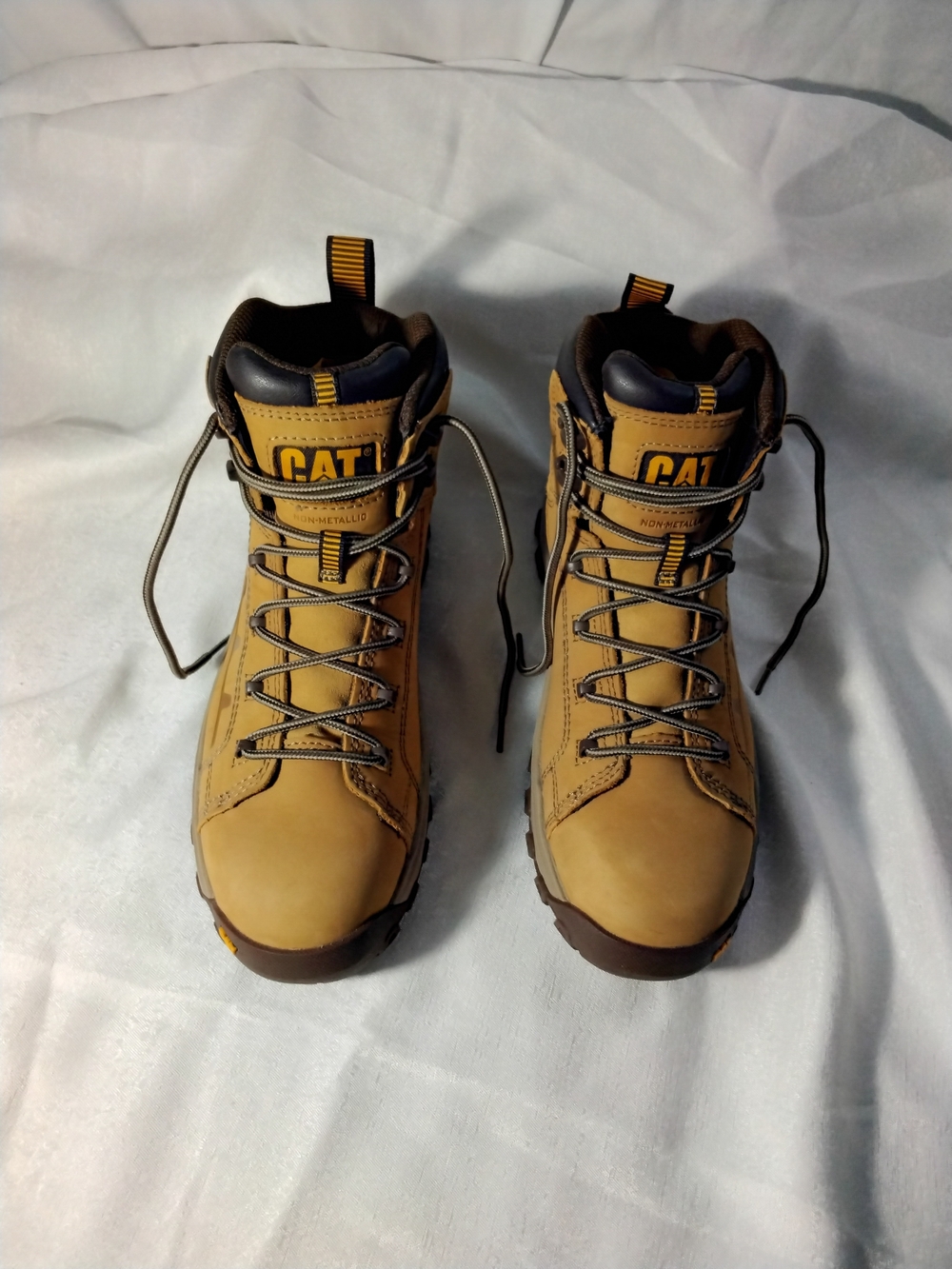 Caterpillar Tan and Black Lace-Up Work Boots